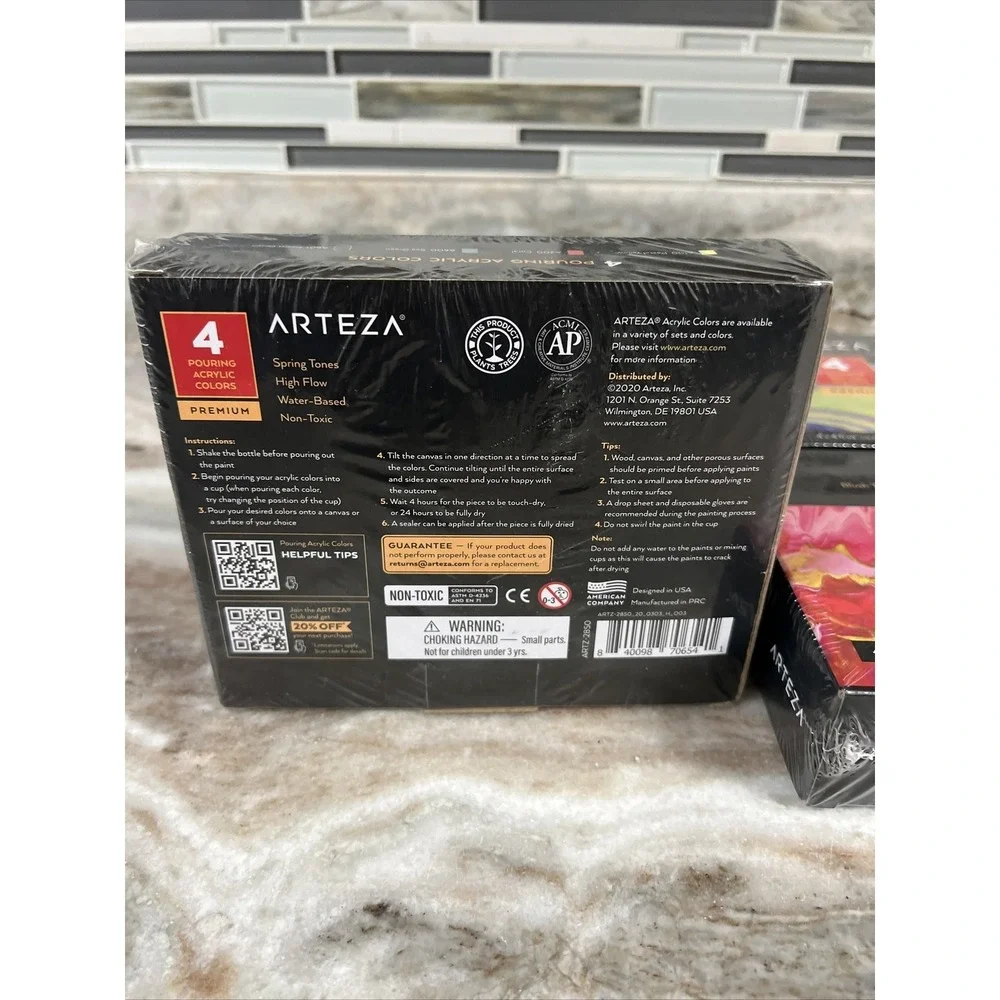 ARTEZA Iridescent Acrylic‎ Paint, Lot of 4 Boxes 4 fl oz Bottles Per Package